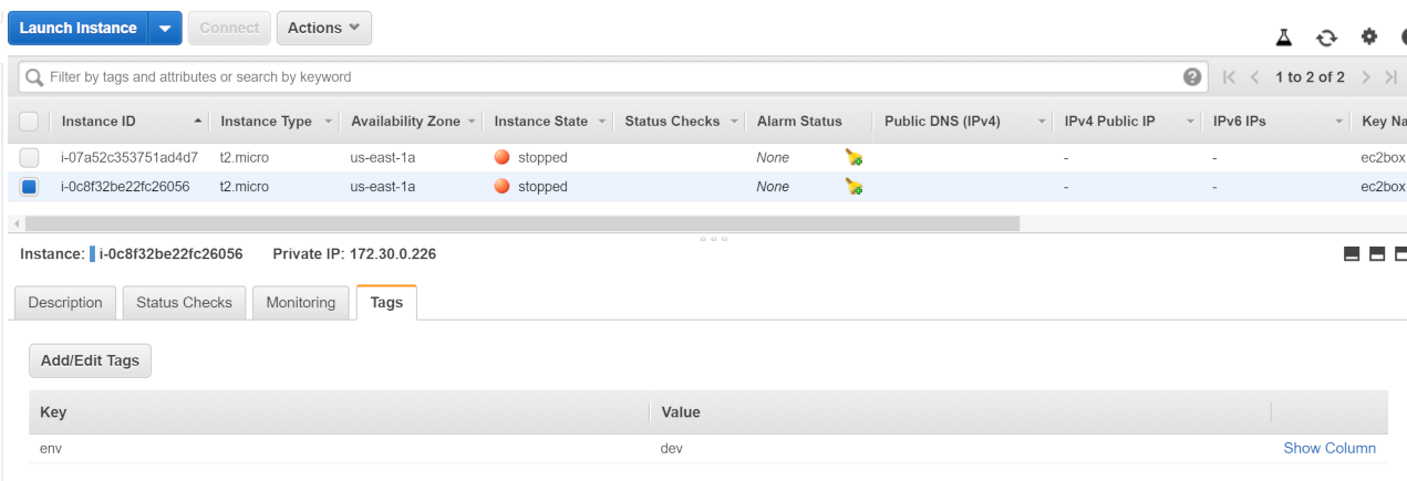 Tag EC2 Console