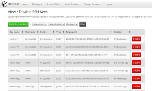 Manage SSH Public Keys